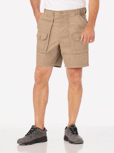 NEU Herren Gr. 42 khaki hellbraun flexibler Bund entspannte Passform Cargoshorts John Blair