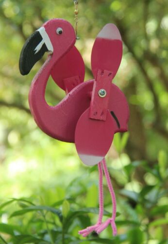 Flamingo Mini Whirligigs Whirligig Windmill Yard Art Hand made from wood - Picture 1 of 2
