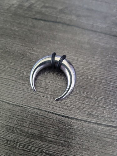 Silver Steel Septum Pincher Ring Stretching Gauging Taper Horseshoe Gauges nose - Picture 3 of 5