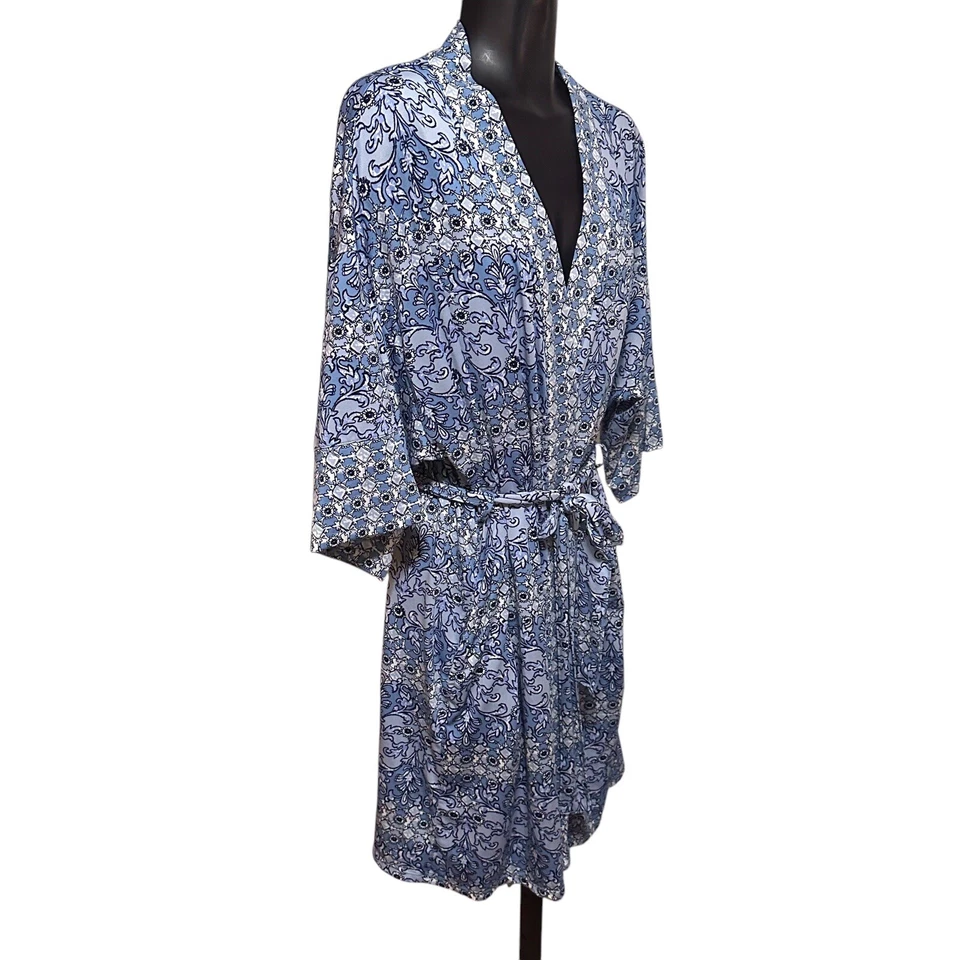 Conjunto de Roupão e Camisola Secret Treasures Feminina M/L Azul Floral - Imagem 2 de 4