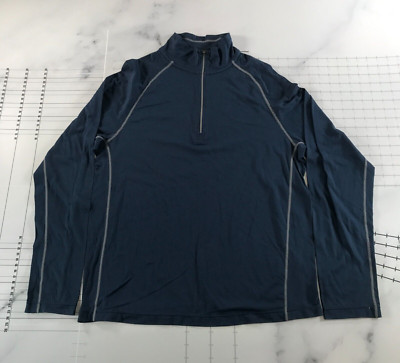 Cloudveil Hemd Herren Groß Marineblau Quarter Zip Gesticktes Logo Leicht