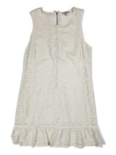 Juicy Couture Cream Eyelet Back Zipper Ruffled Hem Midi Dress Women's Size 10