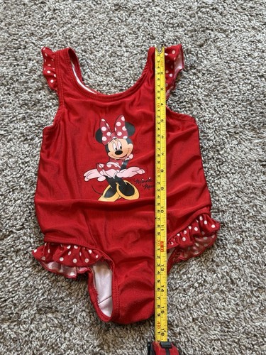 Disney Minnie Mouse Girls One Piece Swimsuit Red White Polka Dot Size 2T - Picture 6 of 7
