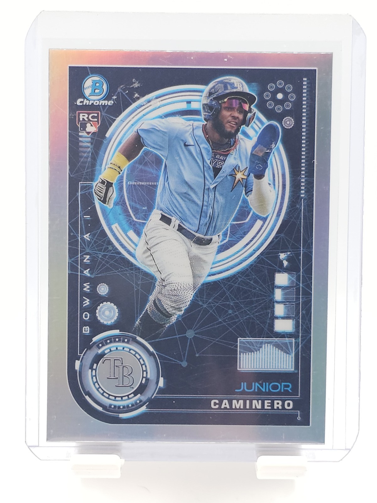 JUNIOR CAMINERO 2024 BOWMAN CHROME BOWMAN AI ROOKIE #BAI-20 RAYS Q1300