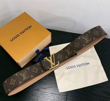 Authentic Louis Vuitton Brown Monogram Leather Belt, Men Size 34-36 (100cm)