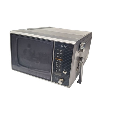 80s Portable KTV KT506 Black White Battery Operated Antena Vintage Cabin Camp - Picture 3 of 10