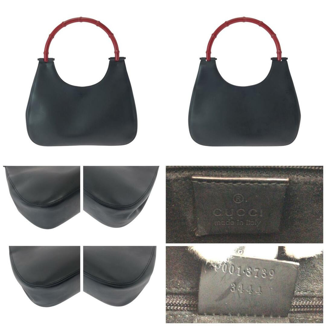 Gucci Bamboo Black Red Leather 001 3739 One Shoulder Bag For Gucci Bamboo Black Red Leather 001 3739 One Shoulder Bag For