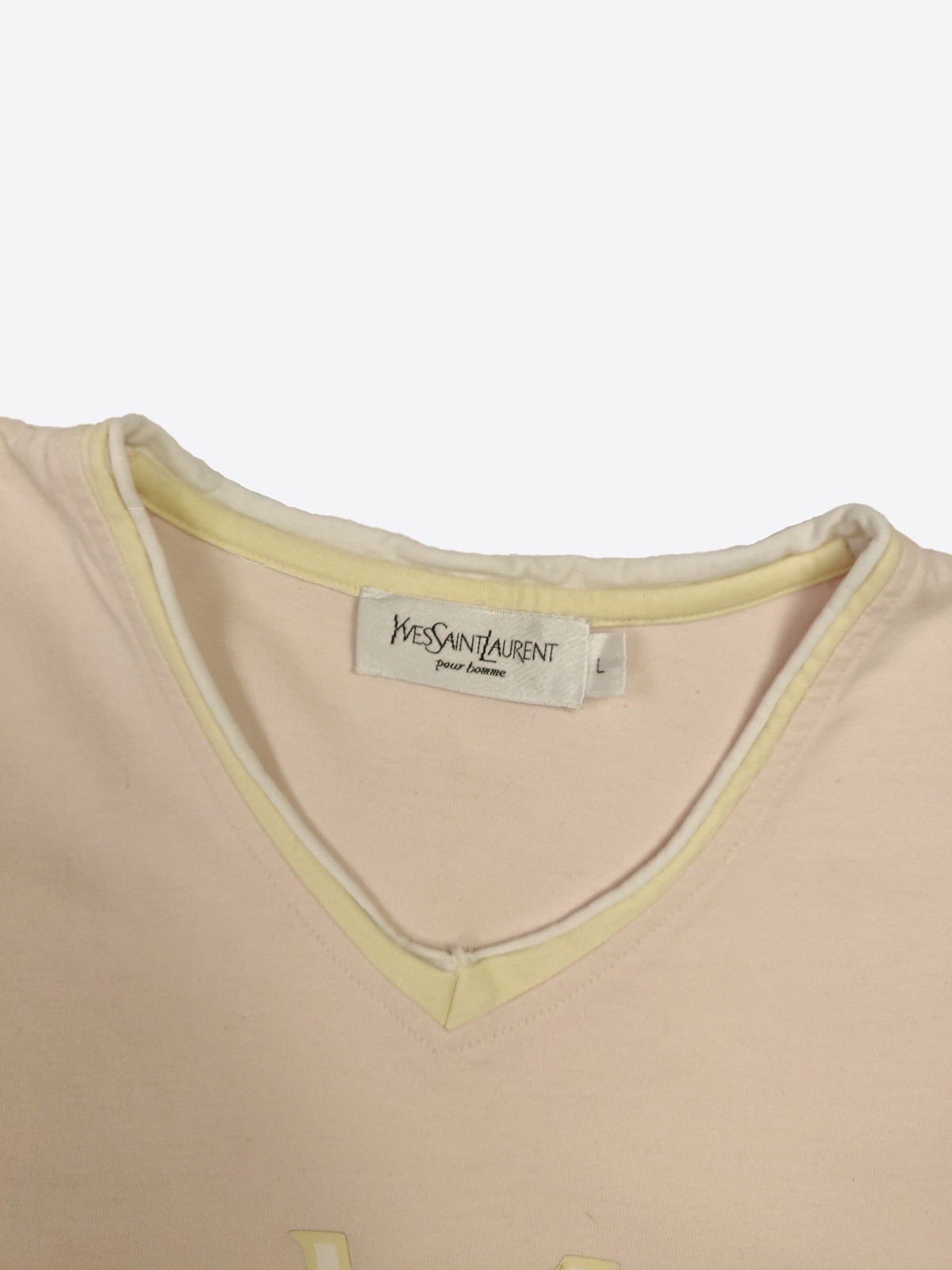 T shirt vintage YSL Yves Saint Laurent grande logo scollo a V