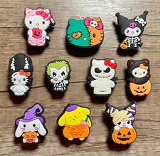 10pc HALLOWEEN Cartoon Kitty Pumpkin Shoe Charms for Crocs or Shoe Laces