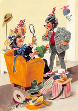 Postkarte Russland, Igel Friseur Humor, gelaufen, ca. 1965