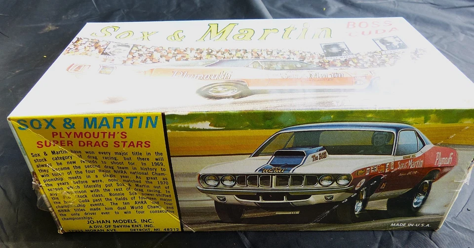 1/25 Jo Han Sox & Martin Plymouth "BOSS CUDA" 复古工厂密封 MoPar — 第 2/3 张图片