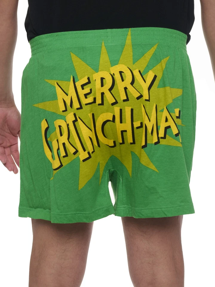 Shorts Boxers Dr. Seuss Grinch, Roupa de Dormir Masculina Slim Fit Grinchmas Natal - Imagem 4 de 4