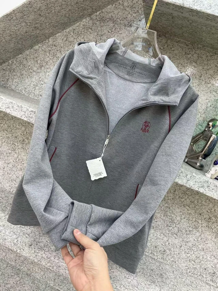 Chaqueta deportiva Brunello Cucinelli para hombre cálida informal manga larga con capucha cremallera Foto 3 de 4
