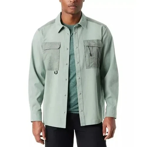 BASS OUTDOOR Lily Pad Green Shirt Jacket Cotton Relaxed Fit Workers Stretch S image 2