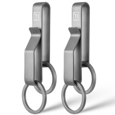 Titanium Duty Belt Clip, Tactical Belt Key Holder with 2 Steel Key Rings for ...