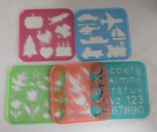 Tupperware TupperToys 1987 Stencil Set Of 5 Animals Alphabet Transportation