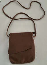 ILI New York RFID Genuine Leather Crossbody Shoulder Bag Tan Brown Purse