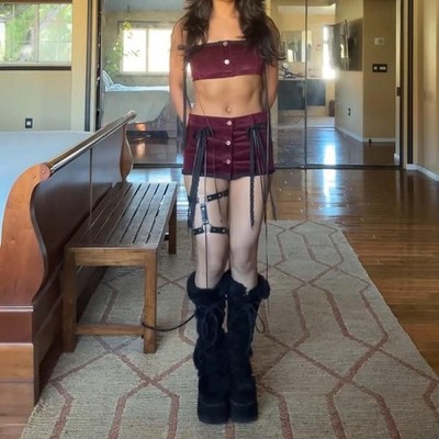 One-of-a-Kind Handmade Burgundy Velvet Vampire Gothic Costume Set   XS/S