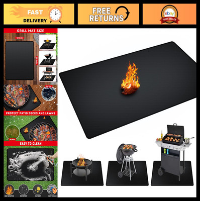 60''x40'' Double-Sided Fireproof Grill Mat - Waterproof BBQ Protector for Grass &