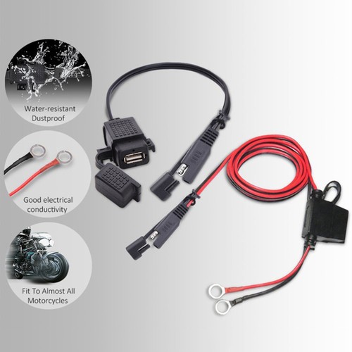 Motorcycle Mobile Phone Charger Charging Plug Motorbike Usb Sae Adapter - Foto 3 di 11