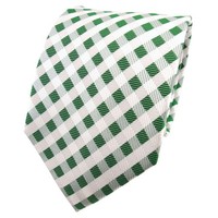 Tigertie Designer Seidenkrawatte GrüN SmaragdgrüN Weiß Kariert - Krawatte Seide