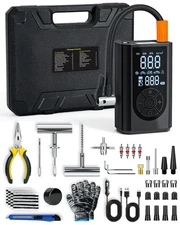 Tire Repair Kit with Portable Air Compressor, Tire Plug Kit 58PCS with Cordle...