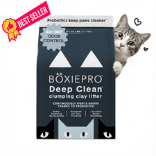 Boxie Probiotic Cat Litter, 40 Day Odor Control, Clumping Clay 28 Lb, Black