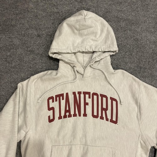 Sudadera con capucha vintage Stanford Cardinal Champion tejido inverso para hombre gris medio universidad - Imagen 3 de 12