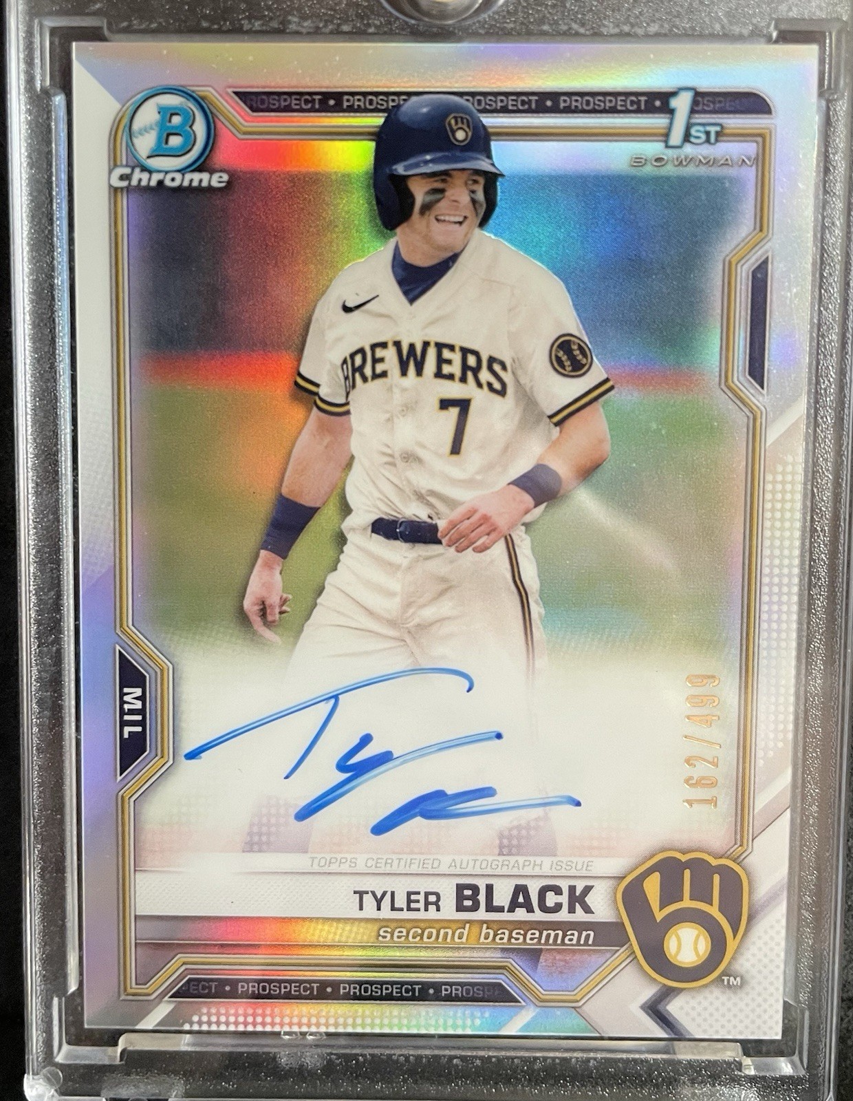 2021 Bowman Chrome Tyler Black CDA-TB 1st Refractor Auto /499 Milwaukee Brewers