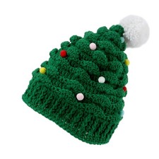 Christmas Tree Hat - Unisex Knitted Crochet Green Beanie Santa Hat for Women ...