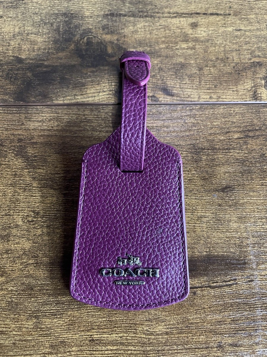 h*g様 COACH コーチ レザー ケース ダークパープル Coach Purple Pebbled Leather Luggage Tag Hangtag Logo Authentic | eBay