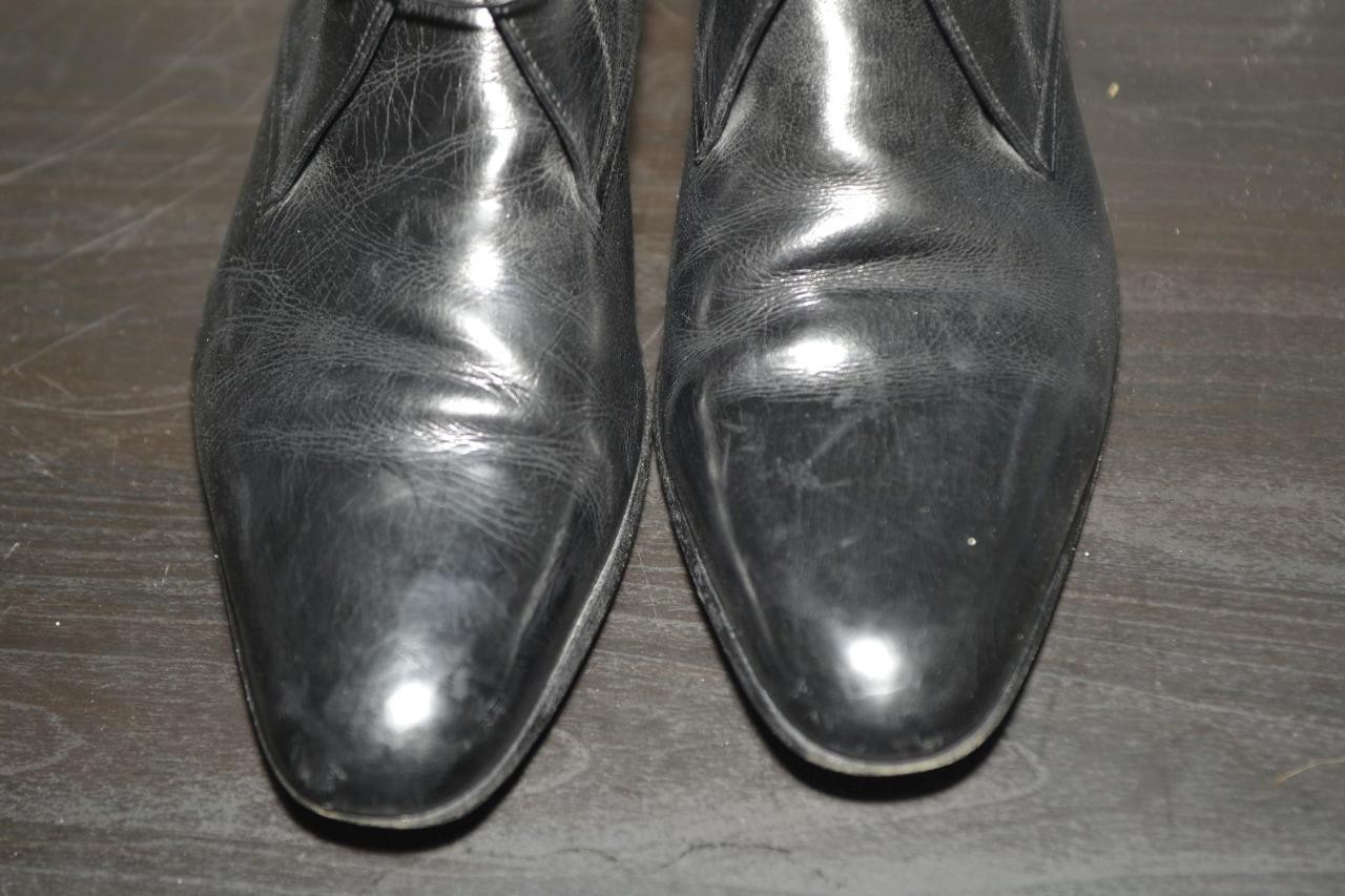 A. Testoni Basic Men's Black Leather Ankle Boots … - image 9