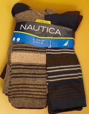 Nautica 5-Pair Men's Casual Crew Socks Dri-motion Many Colors Shoe Size 6-12.5