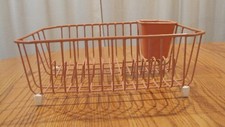DE COLECCIÓN MCM CAUCHO RECUBIERTO ALAMBRE ESCURRIDOR DE PLATOS CON SOPORTE PARA UTENSILIOS SALMÓN?