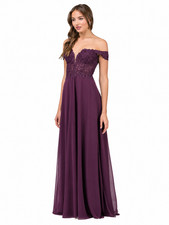 Elegant Embroidered Off Shoulder A-Line Prom Evening Formal Gown Dress NWT