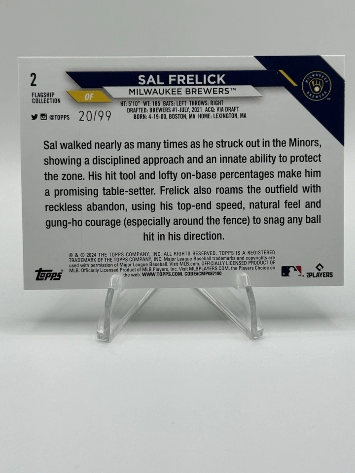 2024 Topps Flagship Collection Sal Frelick parallel (/99) - Image 2 of 2