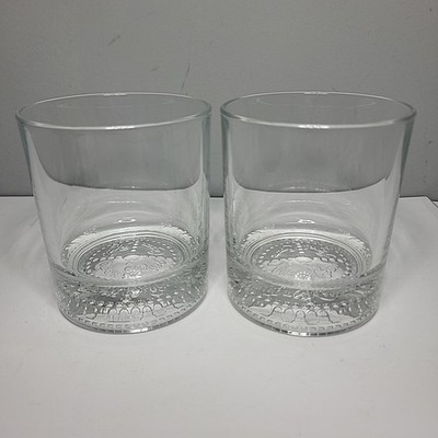 Crown Royal Whiskey (SET OF 2) Cocktail Glasses w/ Logo Embossed in the Base