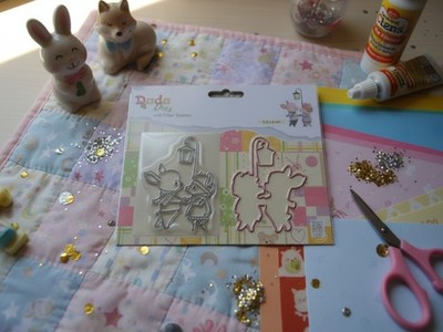 Stempel- und Stanzset/neu/Dada Dies/Nightwalk/Schweinchen beim Spaziergang