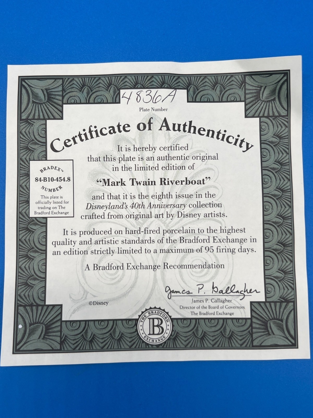 Disneyland's 40th Anniversary Plate Mark Twain Riverboat The Bradford Exchange