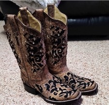 Corral Women's Sequin  Rhinestone Inlay Western Boots - Square Toe Size 7