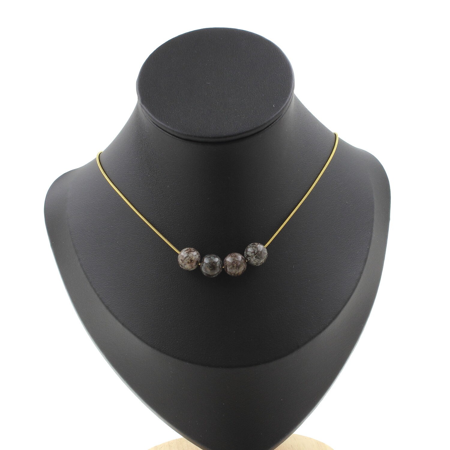 Collier obsidienne flocon de neige marron - Bijou pierres précieuses et minéraux