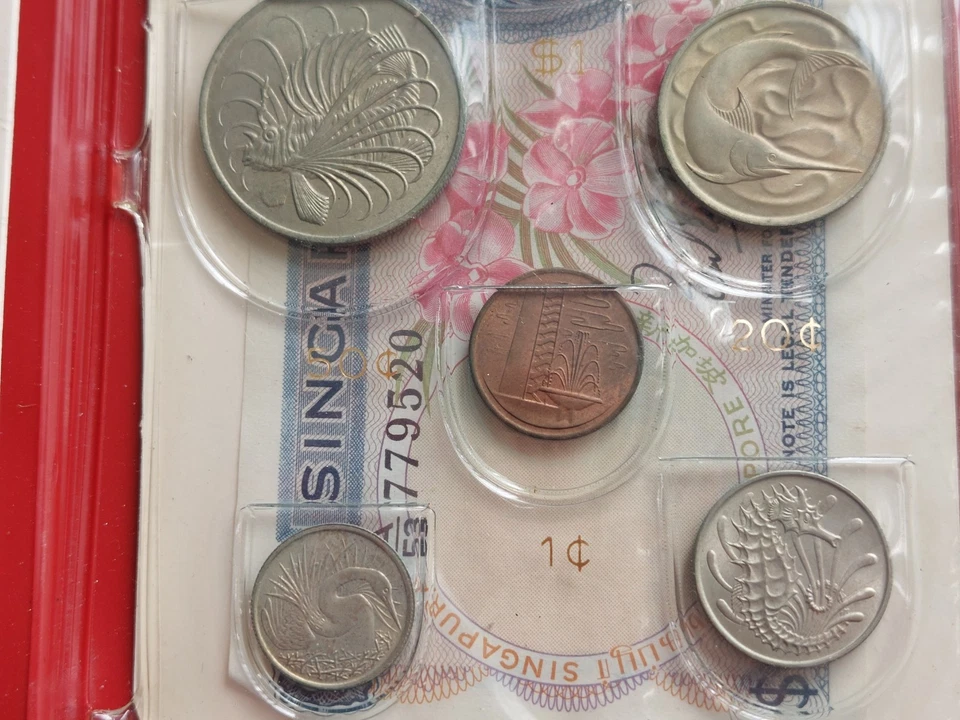 Singapur 1967 6 monedas BU conjunto embalaje original nueva emisión con nota Foto 3 de 4