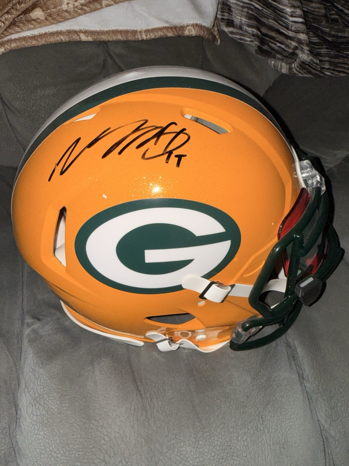 davante adams Autographed Signed Green Bay Packers Full Size Authentic Helmet JSA COA 