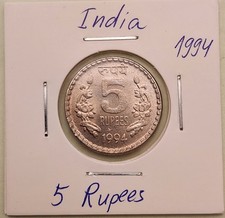 India coin,  5 Rupees,  1994