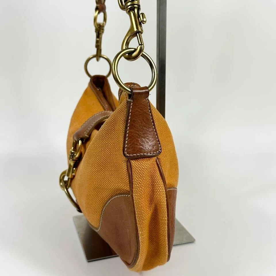 MIU MIU Archive Soho Shoulder Bag Orange Brown Canvas & Leather Authentic Used - Image 2 of 4