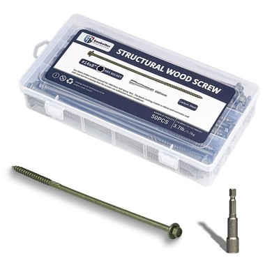Goobetter Structural Wood Screws 8 #14 x 8'', Green (Hex Flange Head)