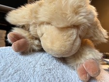 GUND Vintage Lamb 12" Tan Plush Sheep laying darker feet Stuffed Soft Toy fluffy