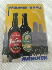 Paulaner Emaille Schild Gewölbt 25x17cm