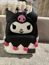 Loungefly Kuromi Mini Backpack with Pink Pom Accents