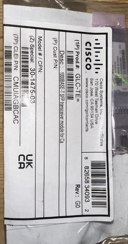 Cisco GLC-TE= 1000BASE-T SFP/transcr module Rev G0 . OEM part Hologram UK seller